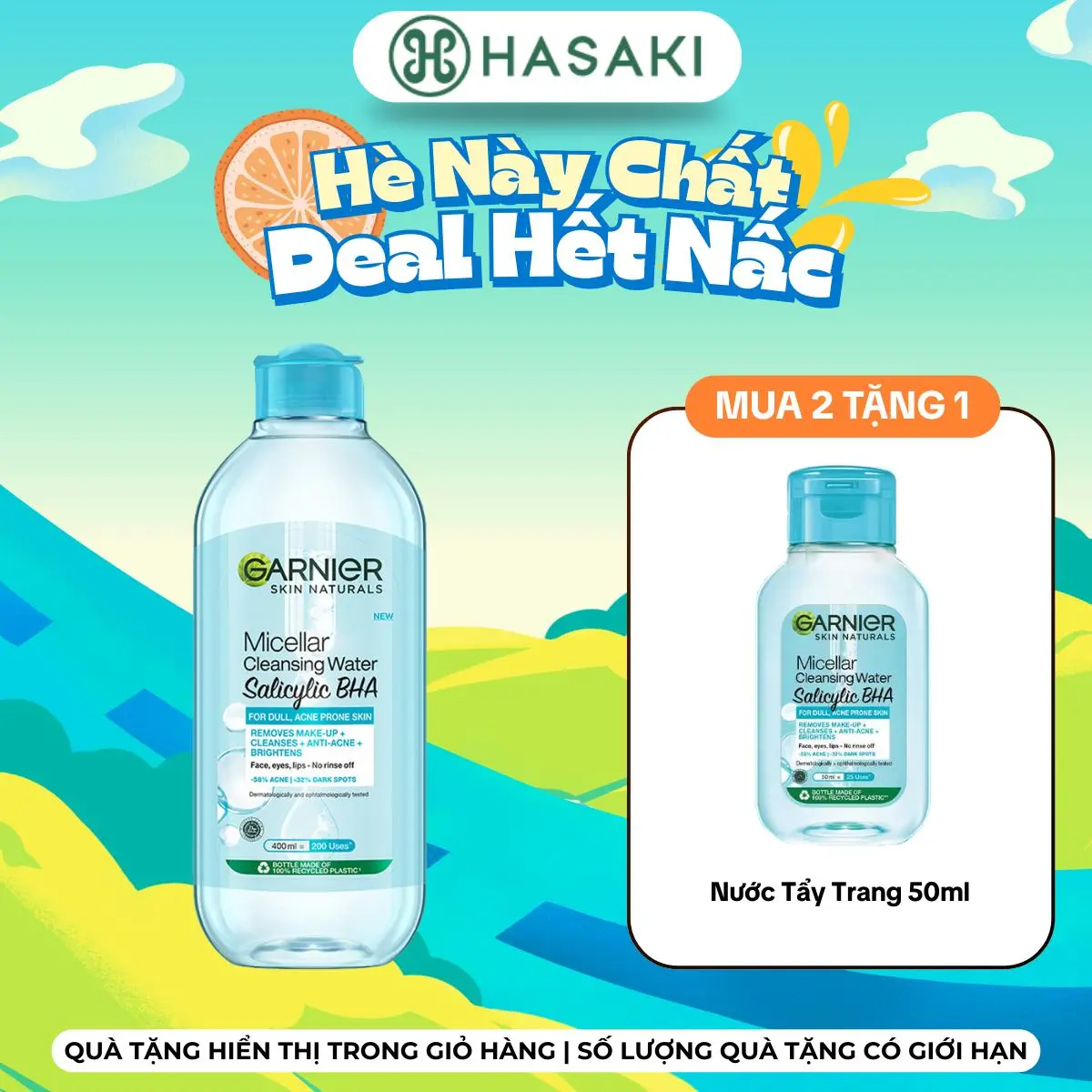 [DIỄN RA TỪ 12-15.5] Nước Tẩy Trang Garnier Dành Cho Da Dầu Và Mụn 400ml | HASAKI BEAUTY