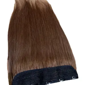 Hair Clip Anti Kutu Warna Drak Brown 55 cm - Produk Hair Extension Gelombang Alami hair clip human hair