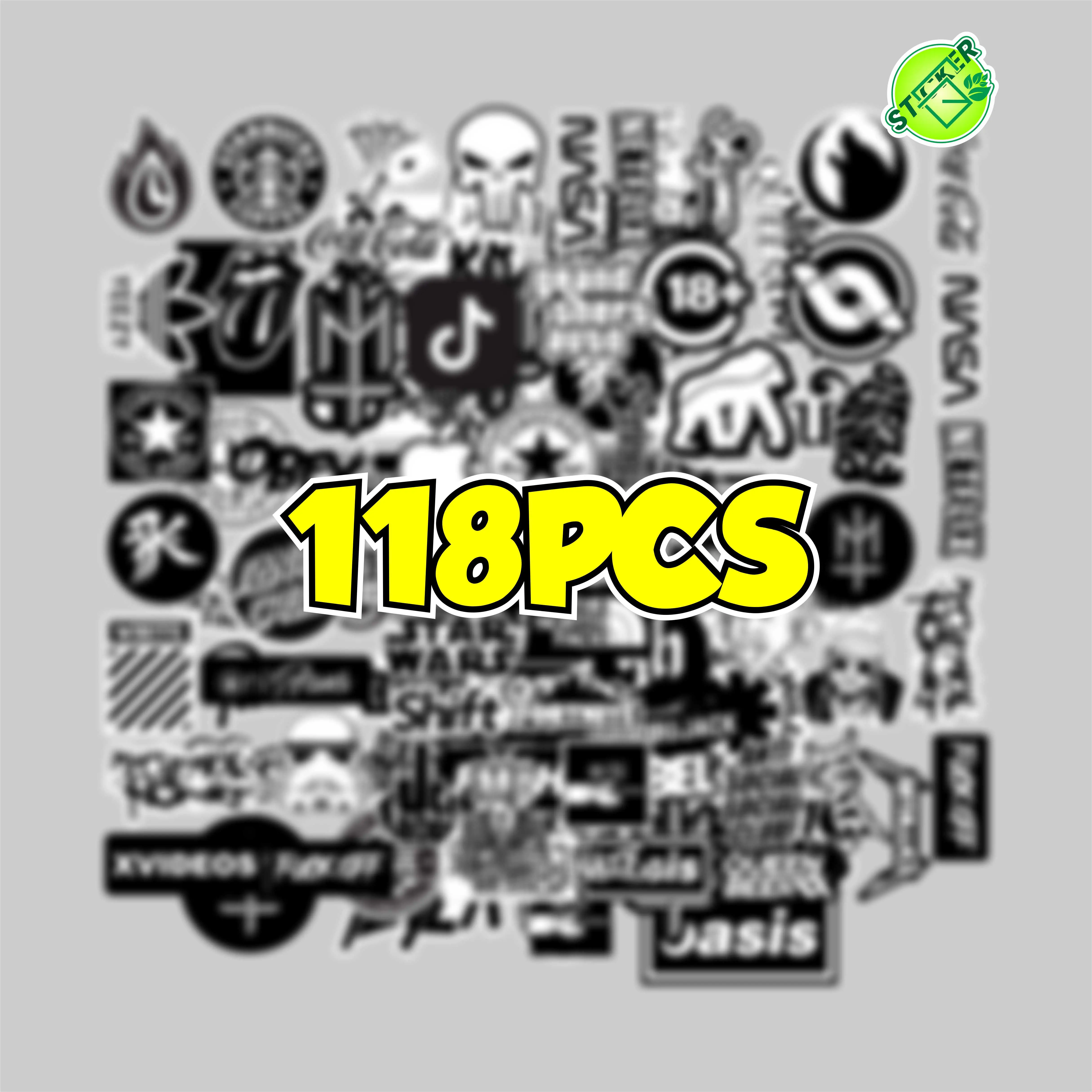 STIKER PACK SPECIAL BLACK WHITE ISI 118PCS VIRAL UNTUK HP LAPTOP HELM TUMBLER MOTOR SUDAH DICUTTING TINGGAL TEMPEL