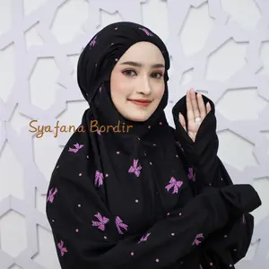 SYAFANA  - Mukena Terusan Dewasa Traveling Katun Premium Motif Rebbon Pita Terbaru Mukenah Lajuran jumbo