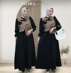 Seora Dress - Midi Rompi Pita Wanita Dewasa - Baju Muslim Casual