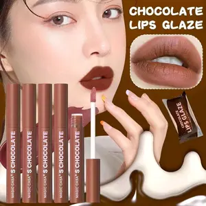 Hudagri Chocolate Lip Glaze Set 5PCS/SET Lipstik Coklat Matte Lipstick untuk Tampilan Lipstik yang Menawan Gloss Liquid Kosmetik Pewarna Bibir