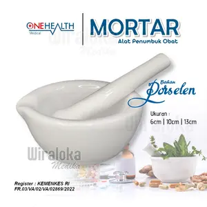 Mortar OneHealth - Lumpang Alat Penumbuk Pengerus Obat - Tumbuk Porselen | WIRALOKA