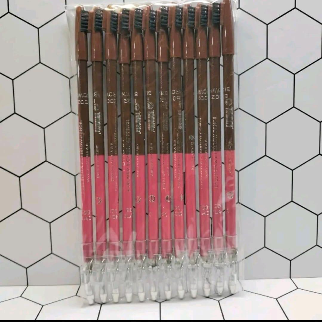 ( Per 12 Pcs ) Pensil Alis 2in1 Hitam& Coklat + Rautan And Sikat Alis