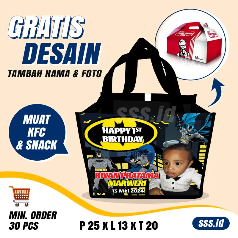 50 pcs - Tas ulang tahun anak murah custom nama dan foto 2