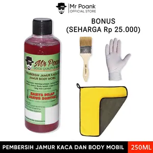 Obat Pembersih Jamur Kerak Kaca Cairan Pembersih Jamur Kaca & Body Mobil 250ML dengan Bonus Kuas Sarung Tangan Karet & Lap Microfiber Car Original Premium