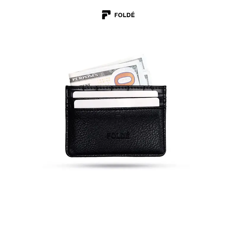 Folde Cortoa - Card Holder Kulit Motif Croco Fashion Pria Wild Black 3