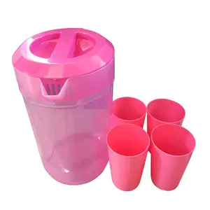 Dijual satu set teko plastik dan 4pcs cangkir / teko merek calista / teko ukuran 4Liter Tea Hijau Pink
