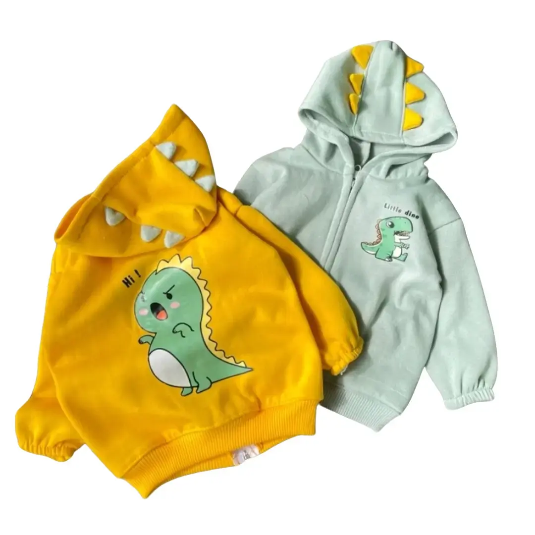 jaket bayi Hoodie laki laki dan perempuan 0-12 bulan motif dino bahan fleece