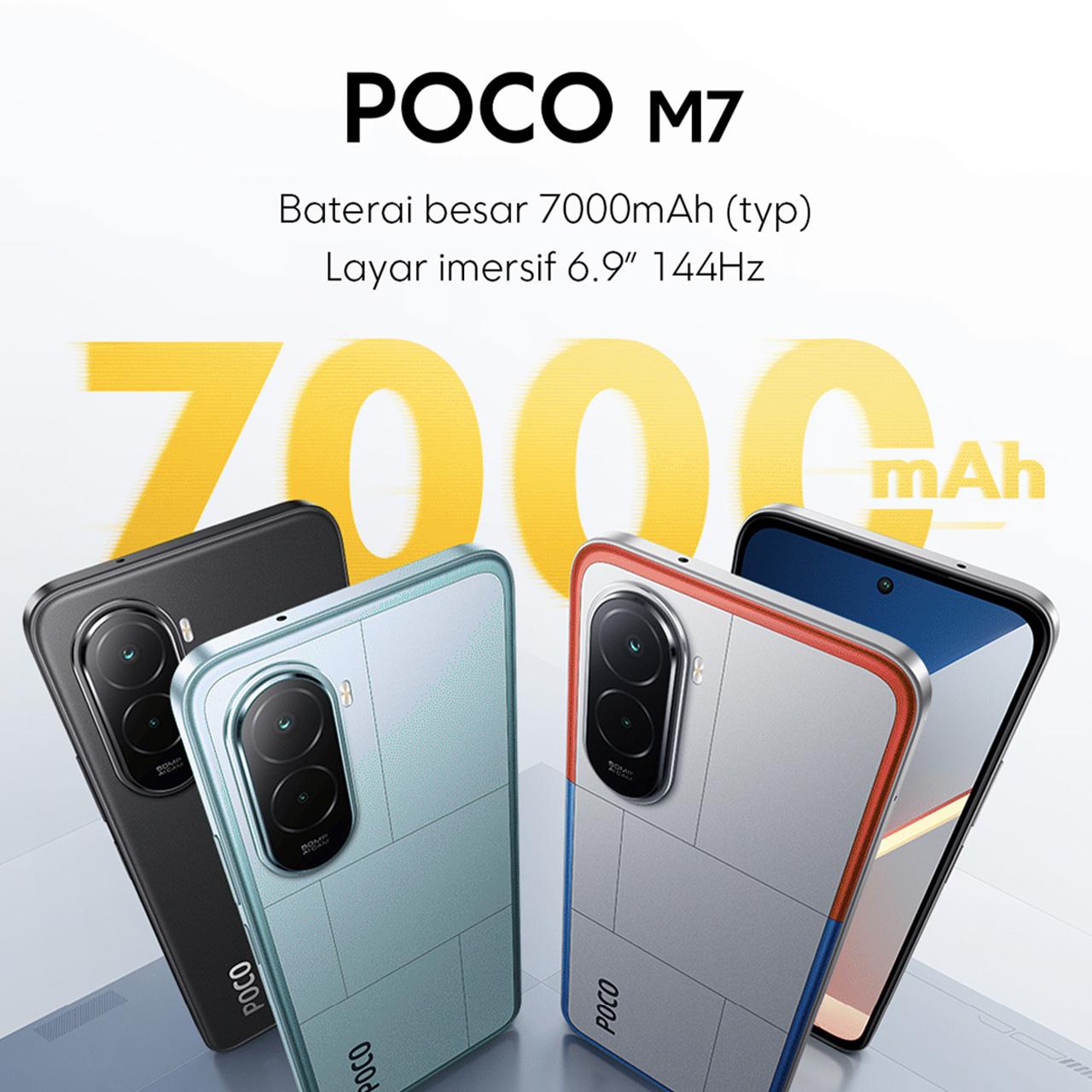 POCO M7 (8GB/256GB) Baterai besar 7000mAh dengan pengisian daya 33W | Layar imersif 6.9" 144Hz | Ekspansi RAM hingga 16GB + UFS 2.2 256GB | 50MP kamera ganda AI [Official Store]