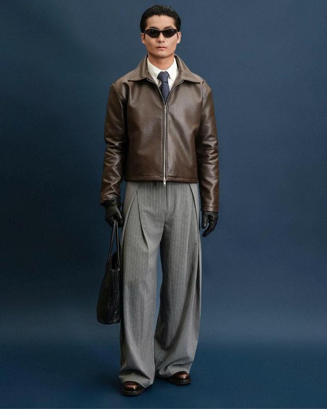 Áo khoác da form crop tôn dáng, chất liệu cao cấp, thương hiệu B Brown Menswear Nam Jacket Đen | BigBuy360 - bigbuy360.vn