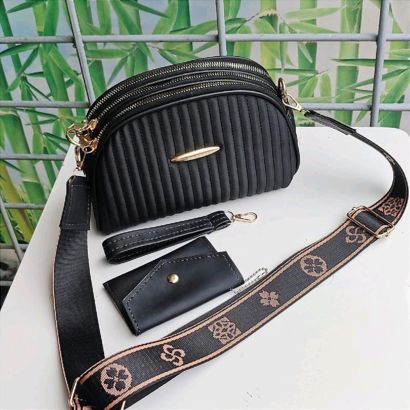 Tas slempang wanita 3 ruang bordir salur tali strap free dompet kode alexa terbaru 5