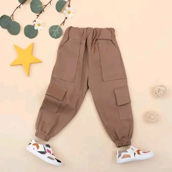Celana Panjang Cargo Jogger Anak Perempuan & Laki-Laki Umur 2-9 Tahun Bahan Katun Twill Cinos Stretch Nyaman Dipakai Seharian Celana Fashion Bayi Unisex 0