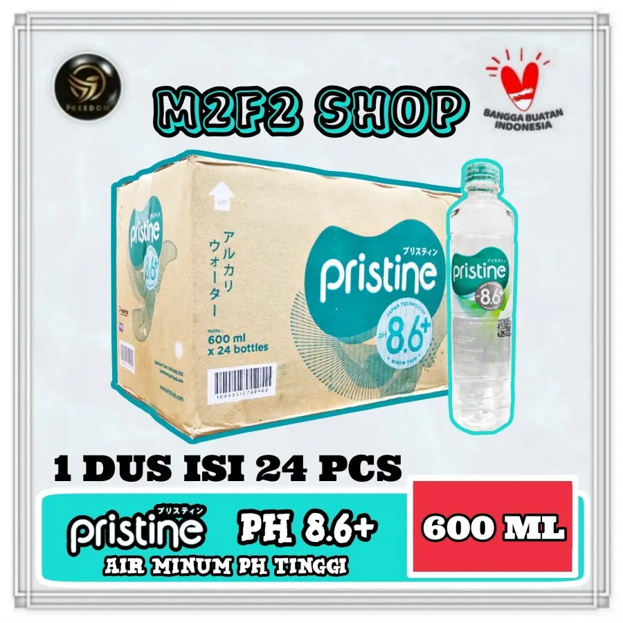 Air Mineral Pristine pH8.6+ Botol Pet - 600 ml (Kemasan Karton)