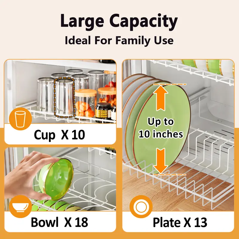 GSlife Promosi Toko Baru Rak Piring Tertutup 2/3 Tingkat Lemari Piring Serbaguna Dapur Rak Dengan Pintu Putih 4