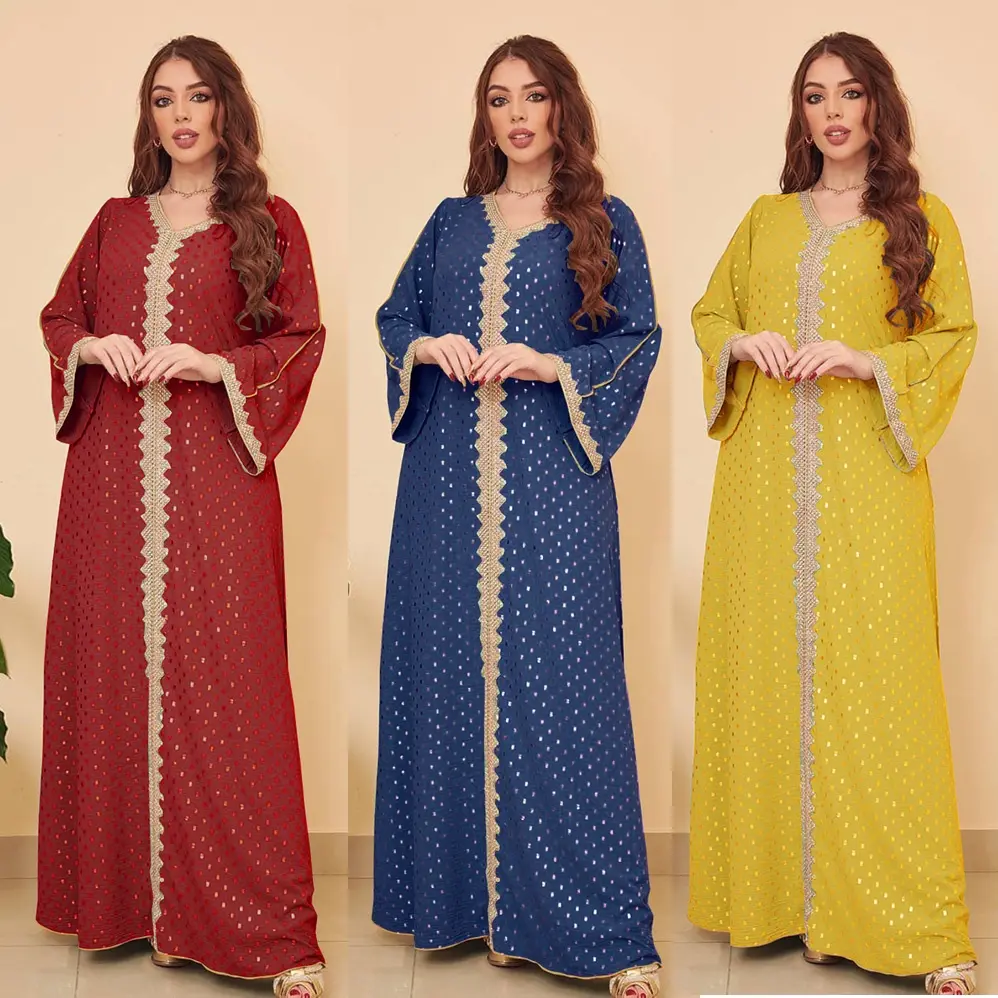 jubah muslimah abaya dress premium exclusive lace Bronzing Embroidered loose Plus Size Fashion dubai Dress Baju Raya