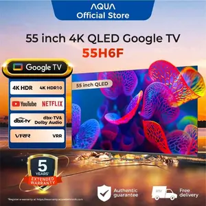 AQUA Elektronik Smat TV 55H6F - QLED 4K HDR Digital TV Google TV Bezel Less 55 Inch 3840x2160 RAM 2GB ROM 32GB Garansi Resmi 5 Tahun