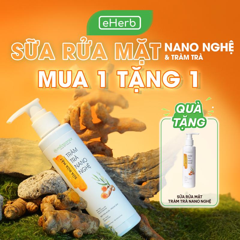 [MUA 1 TẶNG 1] Sữa Rửa Mặt Da Dầu Mụn Nano Nghệ Tràm Trà MILAGANICS Dịu Nhẹ Ít Bọt - Cleanser Hỗ Trợ Dưỡng Trắng Giảm Thâm Da Nhạy Cảm EHERB - SRM Thiên Nhiên An Toàn Lành Tính Cho Mọi Loại Da Dưỡng Ẩm Da Khô Làm Đẹp Da Skincare Nữ Mỹ Phẩm Women