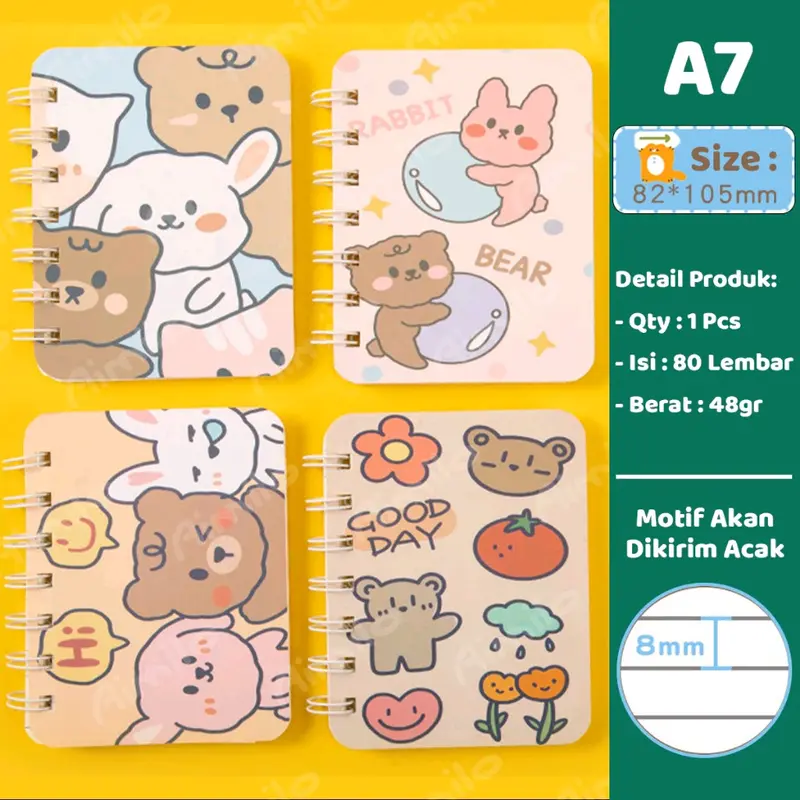 Notebook A7 Buku Kecil Catatan Scrapbook Mini Buku Notes Kecil Alat Tulis Sekolah 2