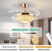 Gambar Lampu Gantung Kristal Kipas Angin Plafon Kristal Lampu Gantung Ruang Tamu 2IN1 Kamar Tidur 3 Warna 6Kecepatan Lampu Lampu Kipas Angin Kristal Hias - A-Changtiao+Remote dari GOGEOUS Store Kab. Tangerang 3 Tokopedia