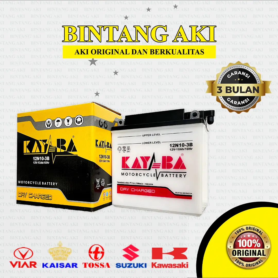 ORIGINAL KAYABA 12N10-3B 12 VOLT 10 AMPER AKI THUNDER VIAR KAISAR VESPA ...
