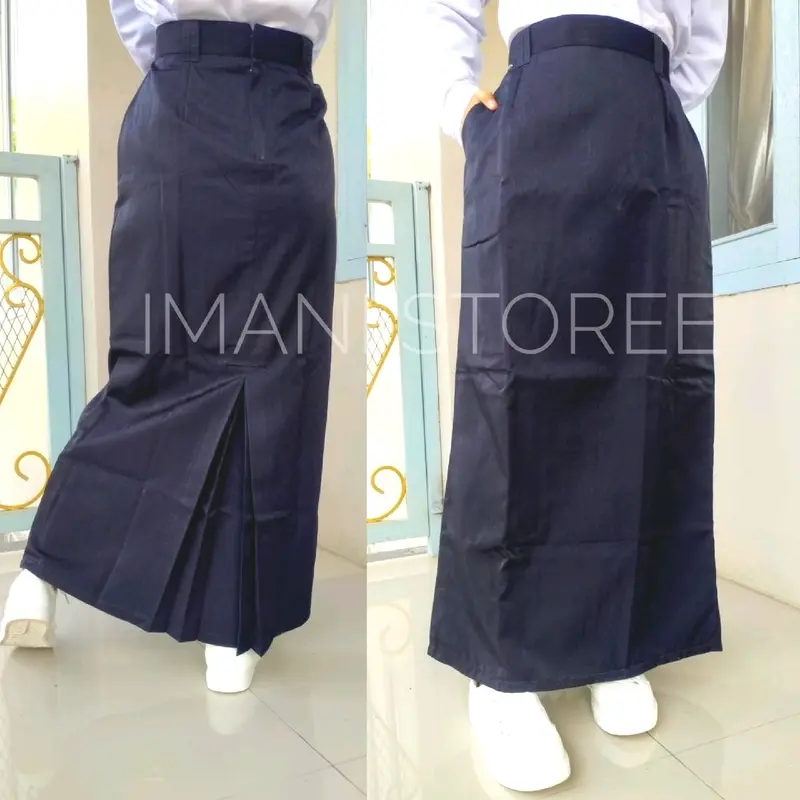 ROK SPAN SEKOLAH MODEL REMPEL BELAKANG SMP SMA HITAM TWIST WANITA PANJANG Seragam Nyaman 2