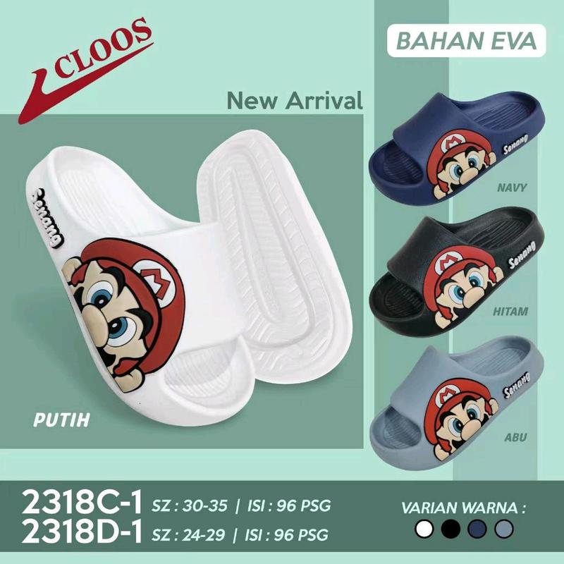 Cloos Sandal Anak Laki Selop Motif Mario Fashion Karet 0