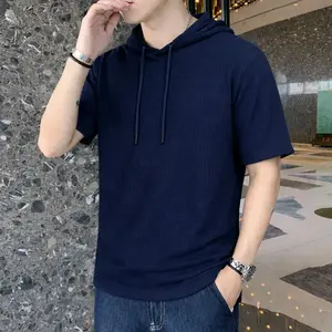 BAJU KAOS HOODIE POLOS BAHAN WAFFLE PRIA HOODIE KUPLUK PRIA TANGAN PENDEK SWEATER WAFFLE PRIA TERLARIS