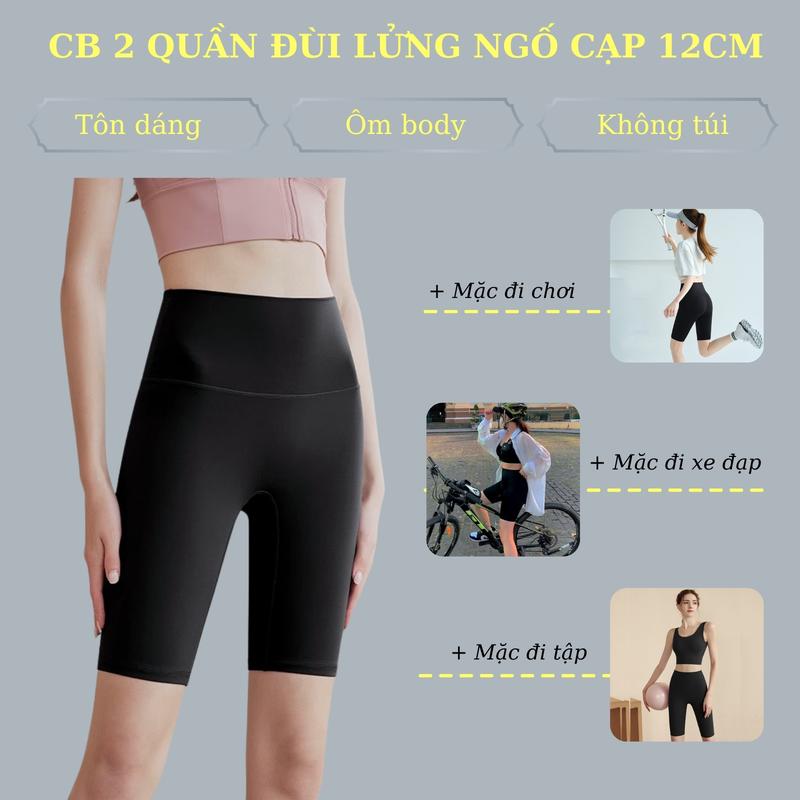 Combo 2 Quần Legging Đùi Ngố Cạp Cao  – Quần Lửng Biker Tập Gym, Yoga Định Hình Không Viền May Ôm Fit Body Co Dãn Hách Eo Nâng Mông Tôn V3 Cạp 12cm Tập Thể Dục Thể Thao Đi Chơi QL006CB2