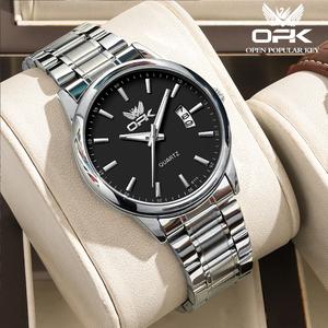 OPK Jam Tangan Lelaki Waterproof Watch Men Luminous Stainless Steel Chronography Date Wristwatch 6010 Rotundity Bisnes tinggi Jam lelaki logam Banyak warna Ada kotak Ada stok tersedia Pejabat pemberian hadiah