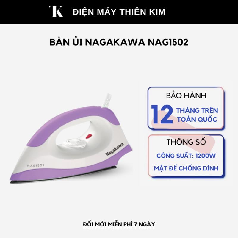 Bàn ủi Nagakawa NAG1502 - 1200W - mặt đế chống dính teflon - bảo hành 12 tháng toàn quốc - bàn ủi khô - tự ngắt khi quá nhiệt