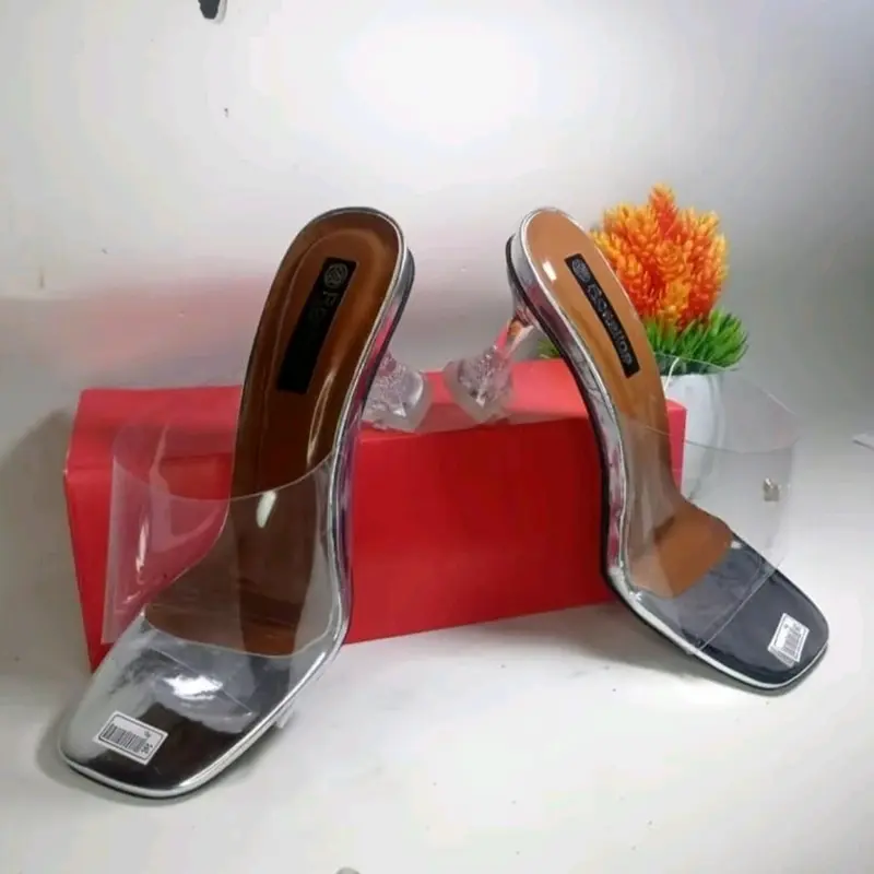sendal high heels hak kaca 7cm sendal wanita koko mika bening setileeto Sandal 1