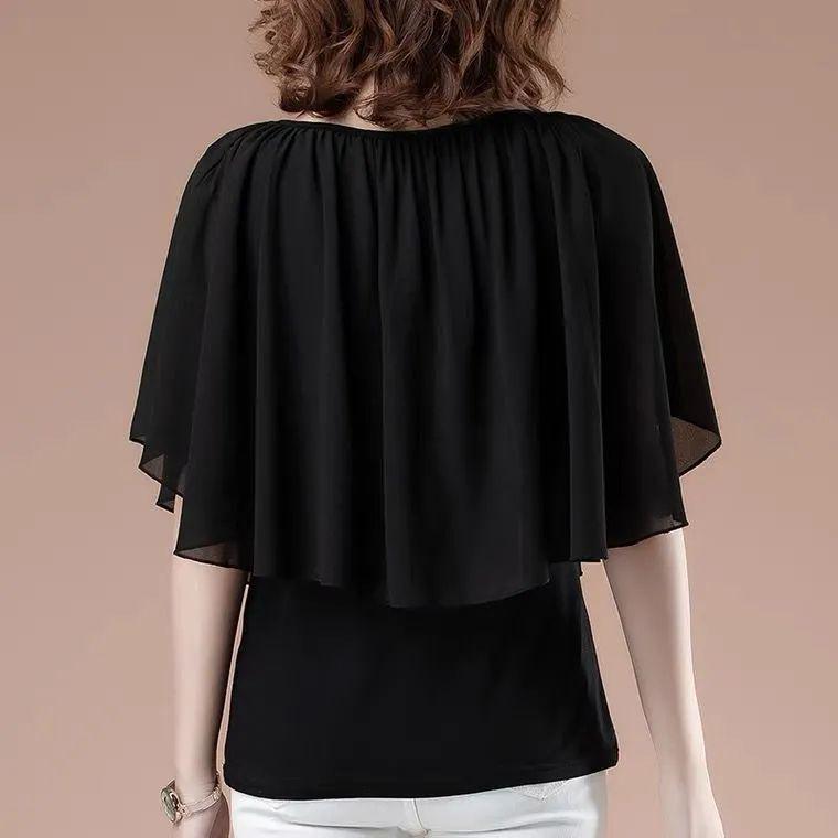 Product Introduction of Quần Áo Nữ, Ngoại Cỡ, Áo Voan, ngắn Tay, Thích Hợp Cho Mẹ TRUNG NIÊN, Quần Áo Mùa Hè, Áo Phông, Áo Cánh Dơi, Tay Lửng Váy Khiêu Vũ 25