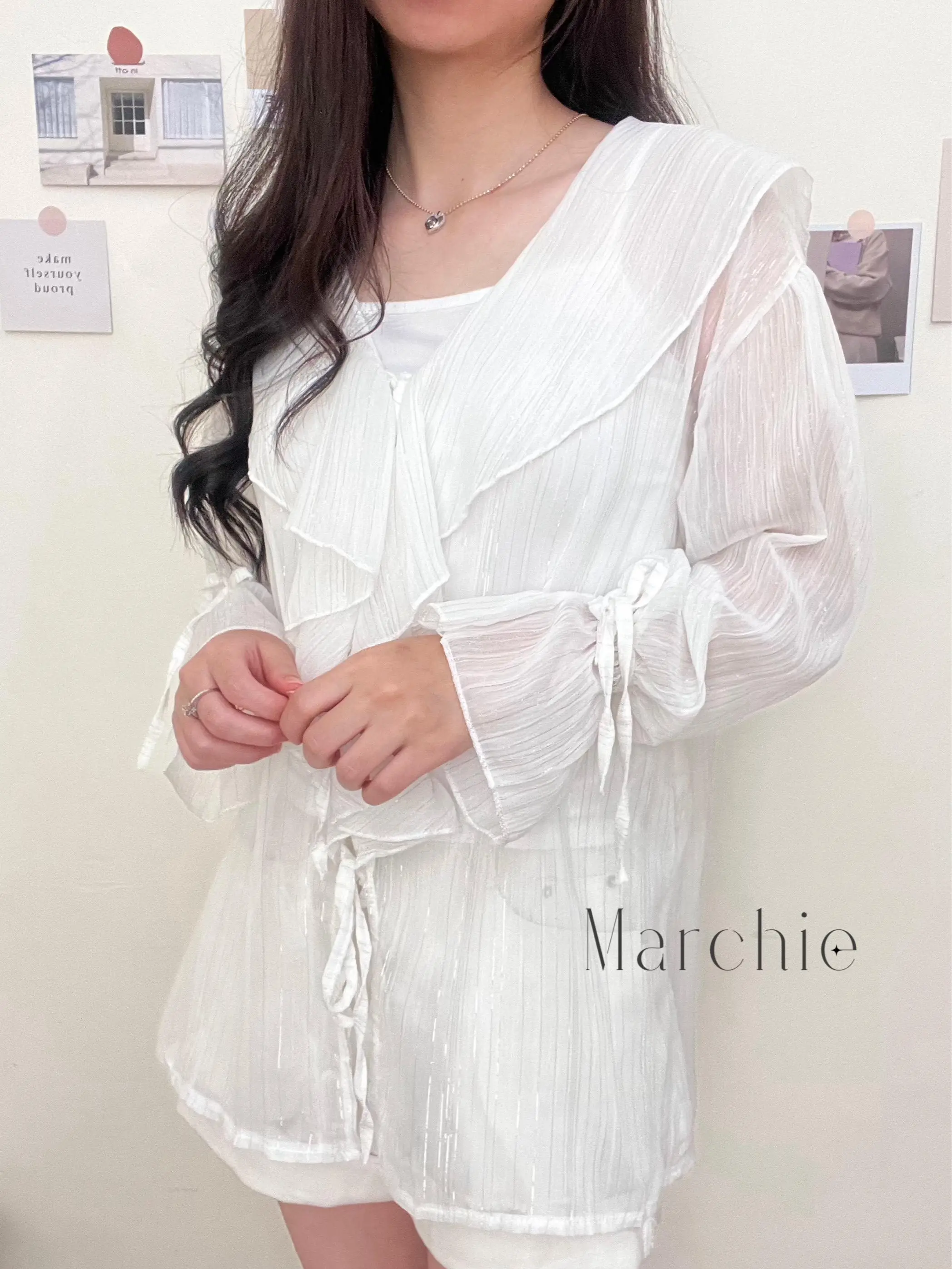 [Marchie] READY STOCK BANGKOK - Fairy Ruffle Top / Baju Atasan Wanita Putih Ruffle / Luaran Perempuan Transparan / Dress Putih