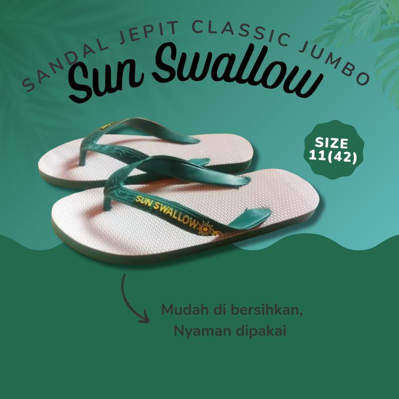 Product Introduction of ECERAN SATUAN DAN GROSIR 1/2LUSIN!!! Sandal Sun Swallow Karet Classic Jumbo 11(42) putih red Jepit Pria fleksibel sexy 2