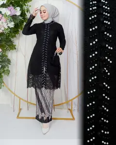 Setelan Kebaya Modern Tunik Kancing Full Payet Rok Plisket