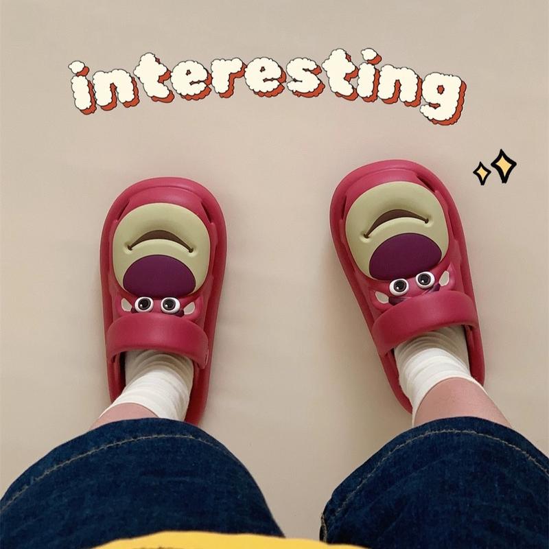 Sandal Lotso Beruang Stroberi Sandal Kartun Lucu Shoes Sendal Wanita Karet Cewek Cowok 0