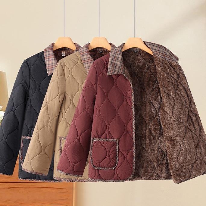  Áo khoác phao lót lông cho mẹ trung niên mùa đông - Jacket Nữ Có Túi 