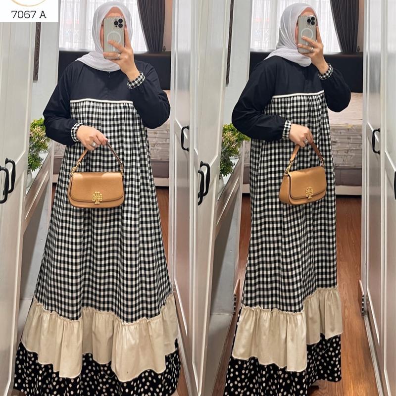 SEO GAMIS SEMUT BY SYAINA TERBARU DAN KEKINIAN  Katun Polos Linen Muslim Nyaman Wudhu Wanita Dress Dewasa Lebaran gam is cantik 8
