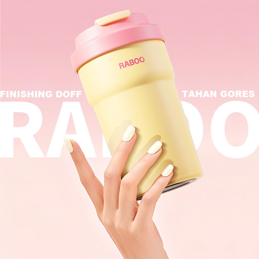 RABOO Tumbler Kopi Macaron 450ML , Satu-Klik untuk Buka, SUS 316 Stainless, Gelas Trendi dan Praktis dibawa - GUMMY