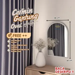 Cermin aesthetic-Cermin Gantung Dinding Rubber/Karet Aestetic Premium 40x60 cm GRATIS PACKING KAYU(WAJIB BACA DESKRIPSI)