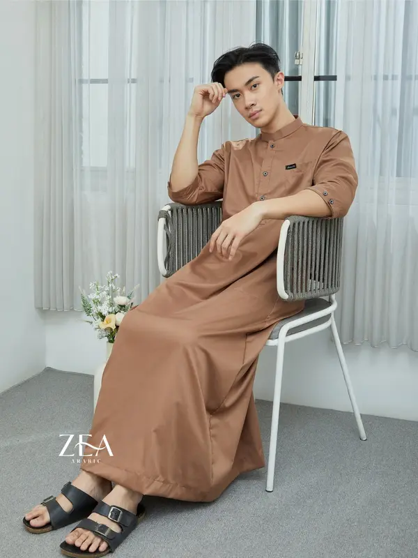 Jubah Ammar Jubah Pria Gamis Pria Lengan 3/4 | Jubah Slim fit Dewasa | Gamis Ammar by Zeaarabic Muslim Toyobo Katun 4