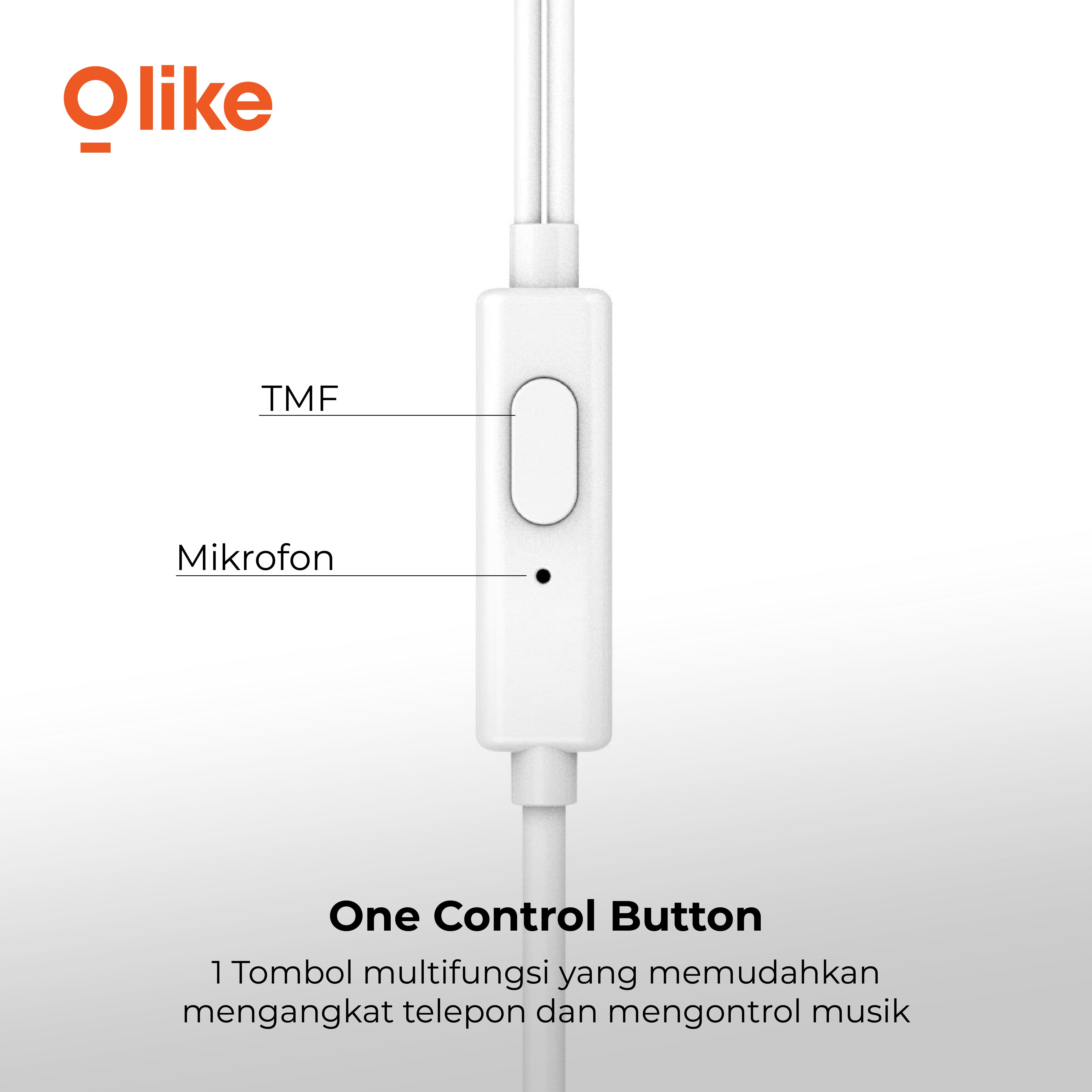 Olike HEADSET E20S HANDSFREE 3.5MM WIRED EARPHONE MIC ANDROID Comfortable Eartip 120cm Kabel 320hm Impedansi 14mm Driver Putih Hitam