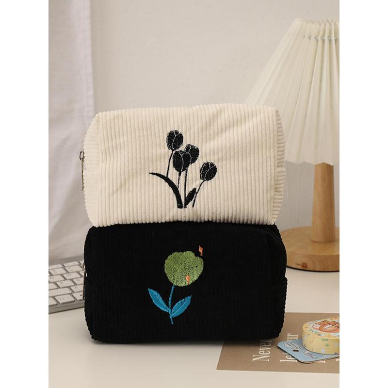 Product Introduction of Túi Đựng Mỹ Phẩm Di Động Cho Nữ, Túi Đựng Đồ Du Lịch Phong Cách Hàn Quốc, Thêu Hoa Bag Da Kem 15