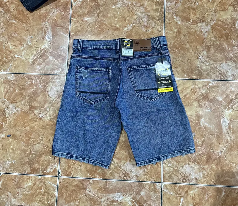 Celana Jeans Pendek Pria Sobek Bahan Jeans Non Strit Premium Tebal Tidak Melar Model Kekinian Terbaru - Harga Termurah Jumbo Ready 65 kg 1