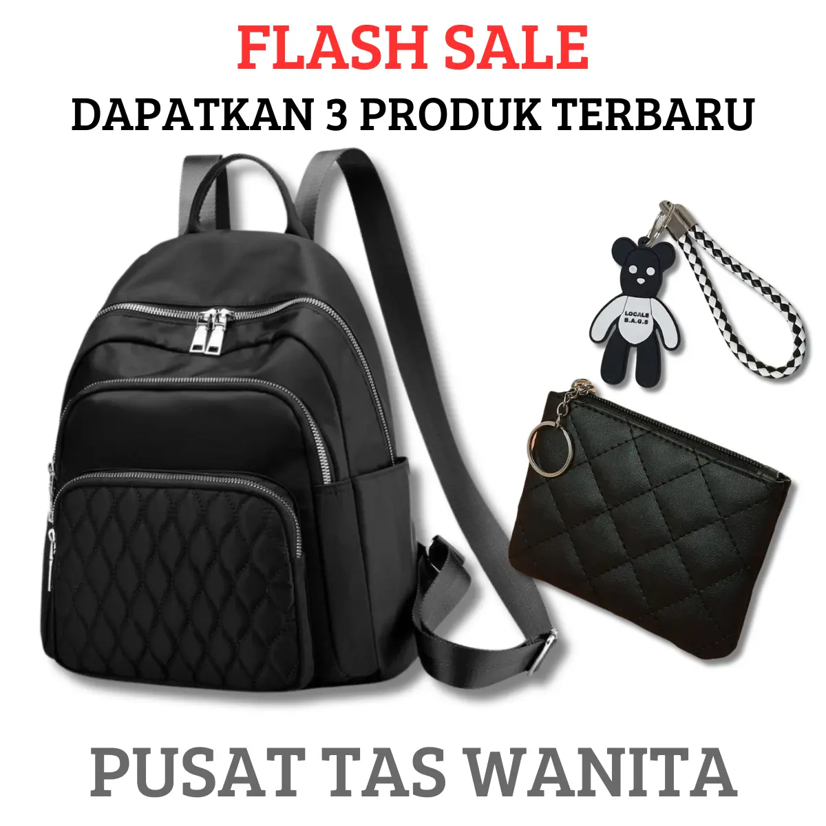 BELI 1 DAPAT 3 - Ransel Wanita Tas Backpack Bordir Ukuran 25x10x35 CM - Tas Ransel Laptop Cocok Untuk Kerja, Kuliah, Kantoran, Sekolah Dan Lain-lain