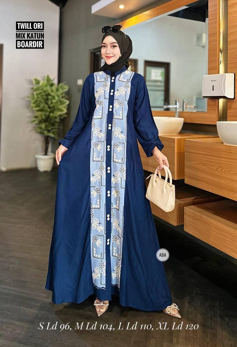 Product Introduction of gamis polos twil ori dress panjang busui tali samping Muslim Twill Kancing Cantik Karet Wudhu Kain Lembut Tebal Kerah Motif Wanita Rayon Katun Mewah Baju Maxi 4