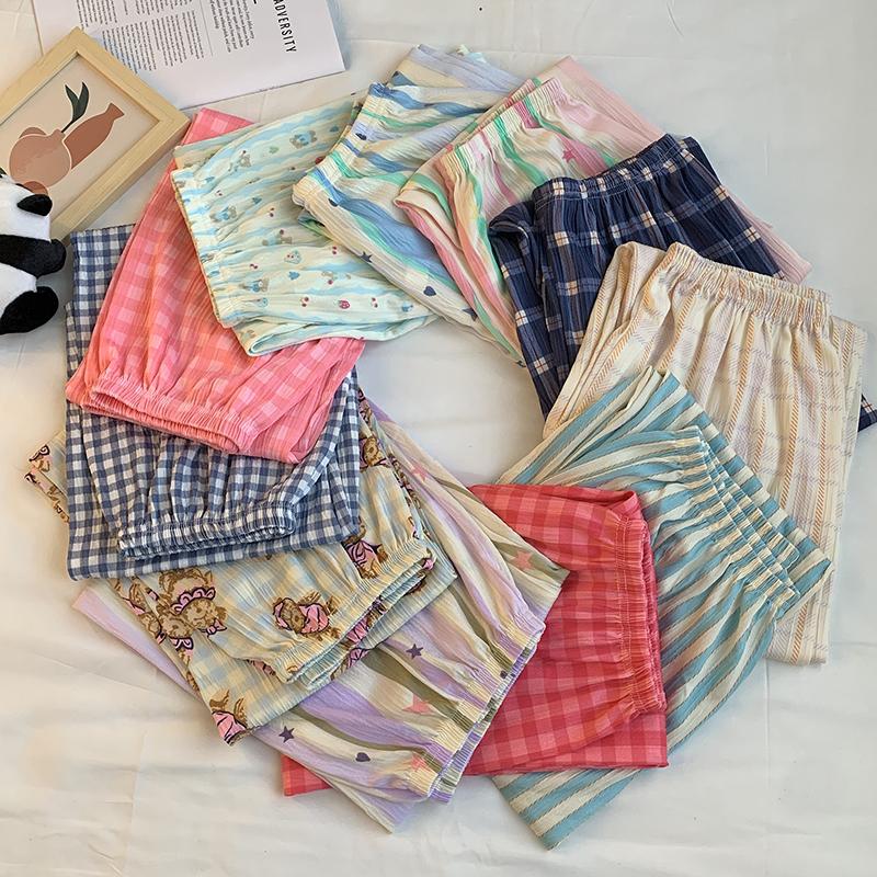 Product Introduction of 20% OFF First 30 Orders Women Pajamas trousers Cool and Breathable in Summer, Korean Style, Cute Cartoon, Casual, Loose, Home-style, Outdoor-wear Trousers, Various Types, Various Patterns, One Size 40kg-70kg Pants Nightwear Loungewear 10