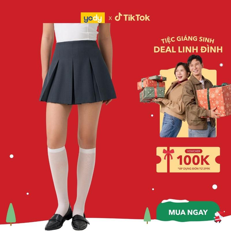  Chân váy nữ YODY váy ngắn xếp ly có lót trong vải mịn co giãn nhẹ trẻ trung năng động WCSK25S027 