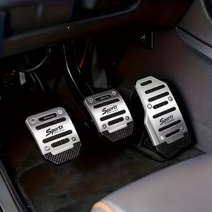 Conjunto de pedales antideslizantes para automóvil de aleación de aluminio, diseño ergonómico, duraderos y ligeros, compatible con la mayoría de vehículos, actualización del interior, superficie metálica elegante